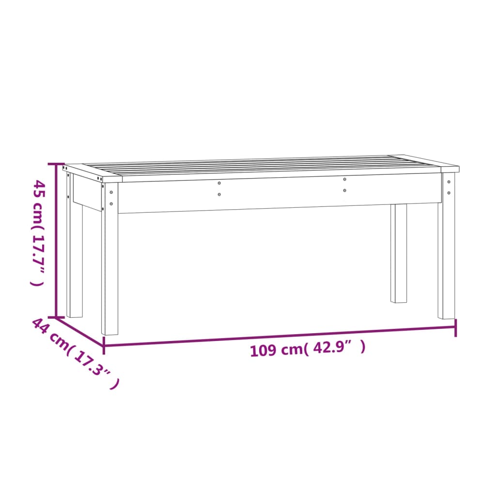 vidaXL Garden Bench Black 109x44x45 cm Solid Wood Pine