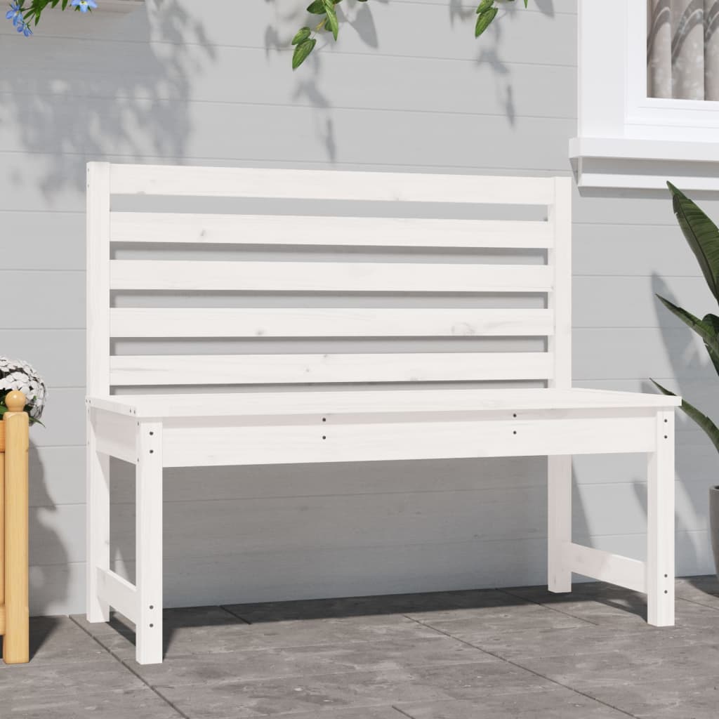vidaXL Garden Bench White 109 cm Solid Wood Pine
