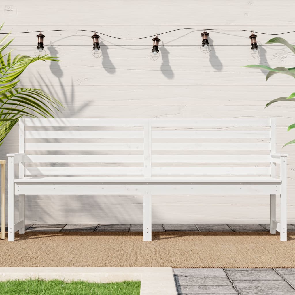 vidaXL Garden Bench White 203.5x48x91.5 cm Solid Wood Pine