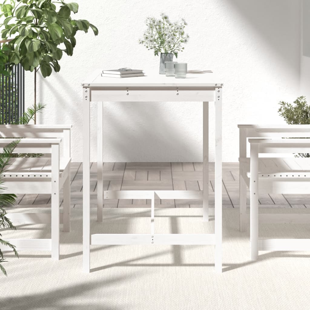 vidaXL Garden Table White 121x82.5x110 cm Solid Wood Pine