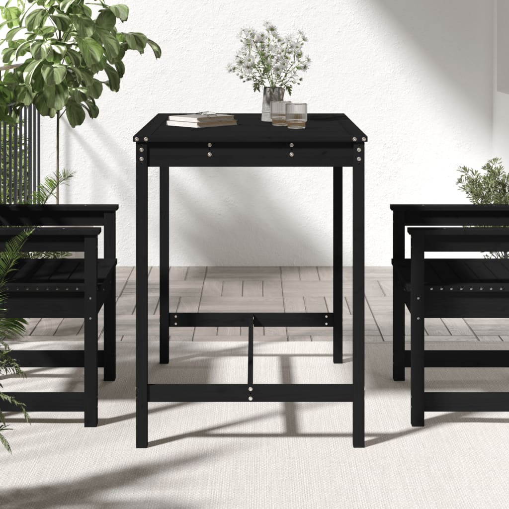 vidaXL Garden Table Black 121x82.5x110 cm Solid Wood Pine