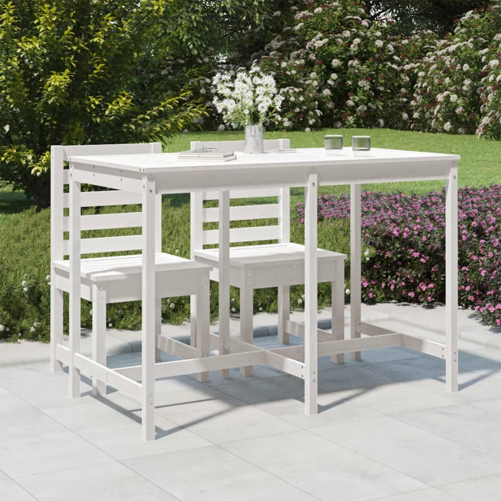 Garden Table White 159,5x82,5x110 cm Solid Wood Pine