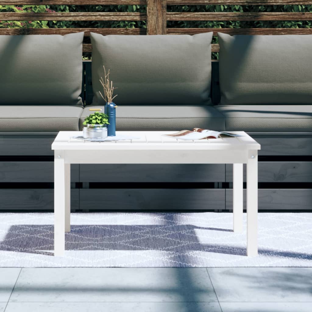 Garden Table White 82,5x50,5x45 cm Solid Wood Pine