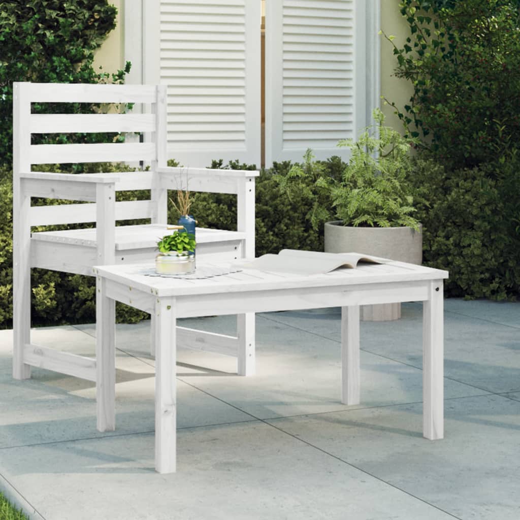 vidaXL Garden Table White 82.5x50.5x45 cm Solid Wood Pine