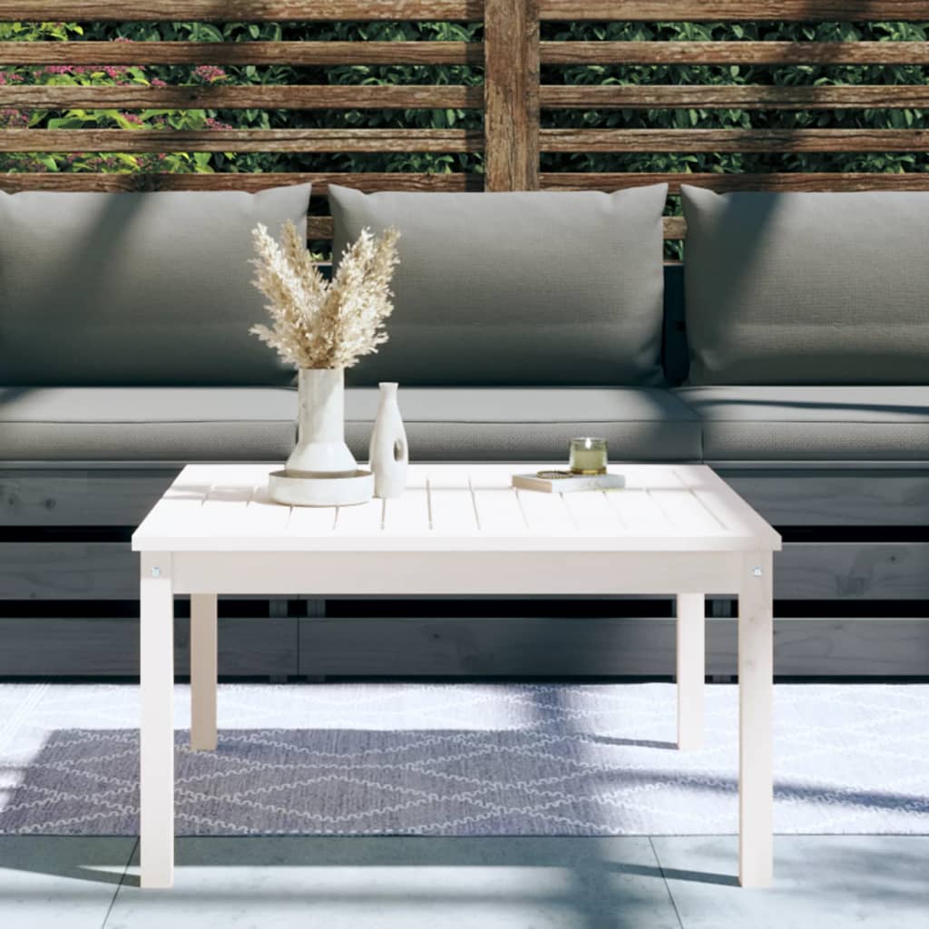 Garden Table White 82,5x82,5x45 cm Solid Wood Pine