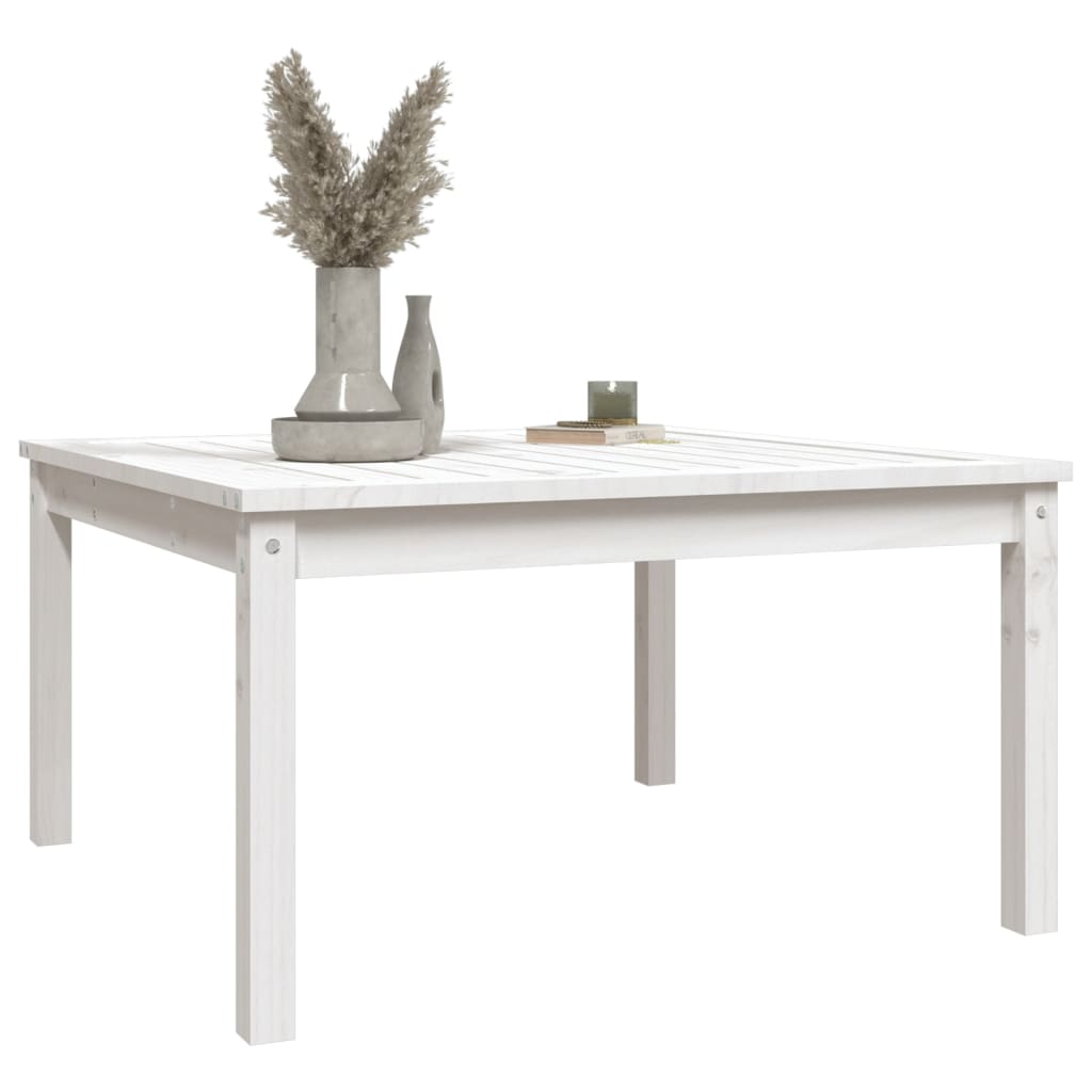 Garden Table White 82,5x82,5x45 cm Solid Wood Pine