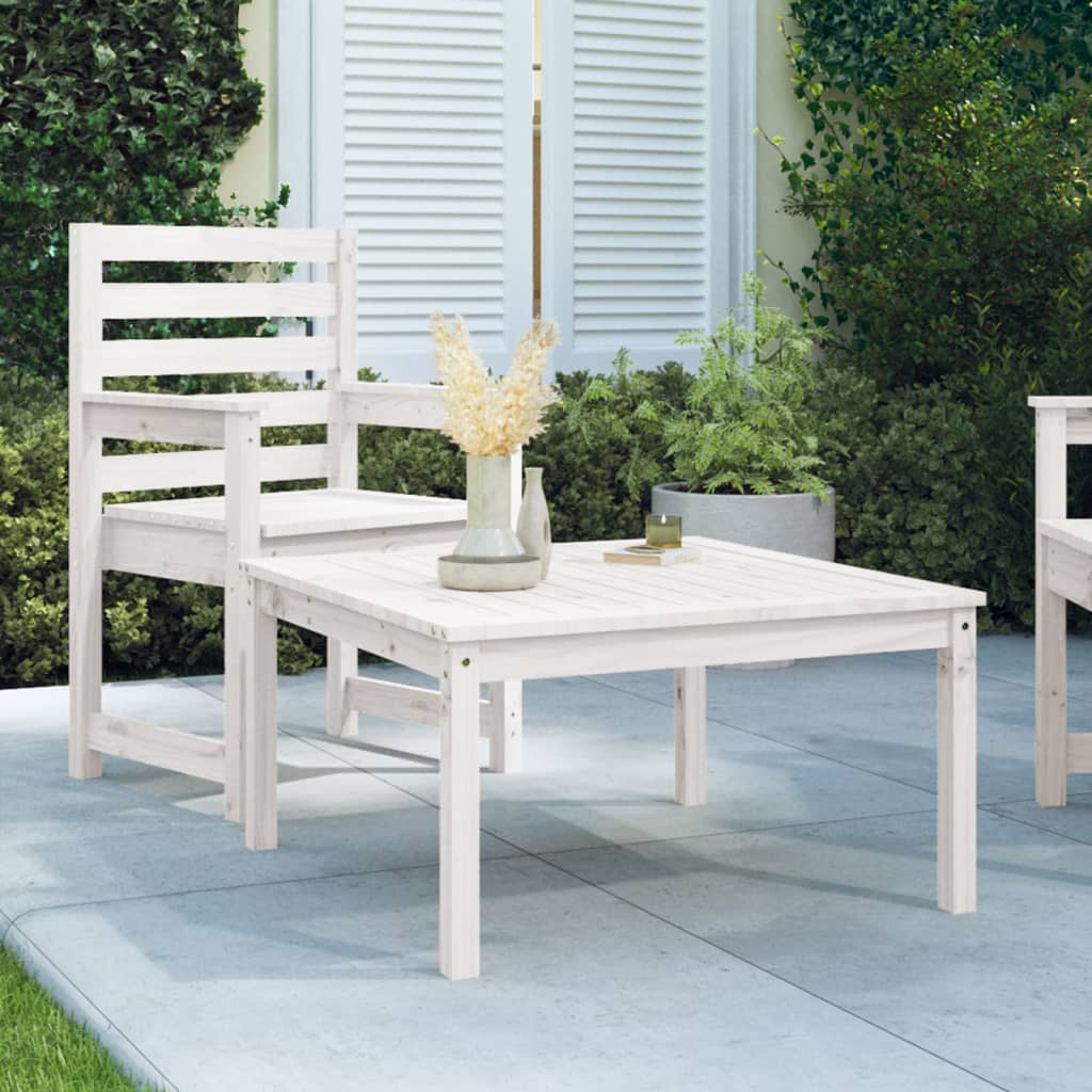 Garden Table White 82,5x82,5x45 cm Solid Wood Pine