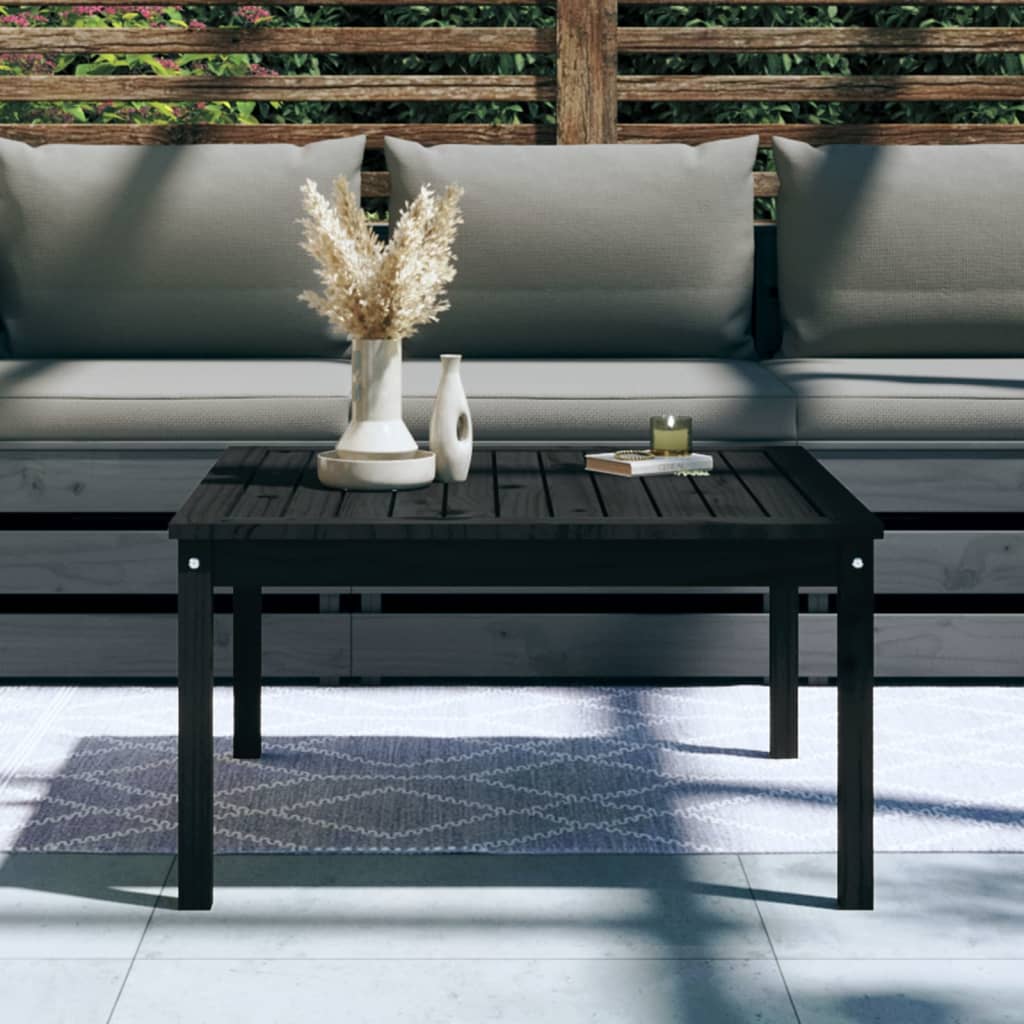 Garden Table Black 82,5x82,5x45 cm Solid Wood Pine