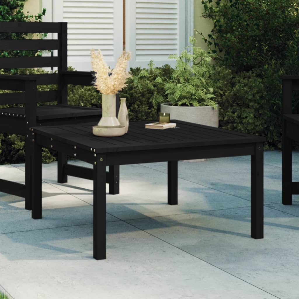 Garden Table Black 82,5x82,5x45 cm Solid Wood Pine