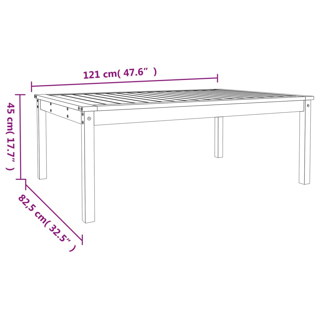 vidaXL Garden Table 121x82.5x45 cm Solid Wood Pine