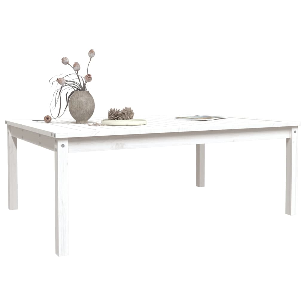 Garden Table White 121x82,5x45 cm Solid Wood Pine