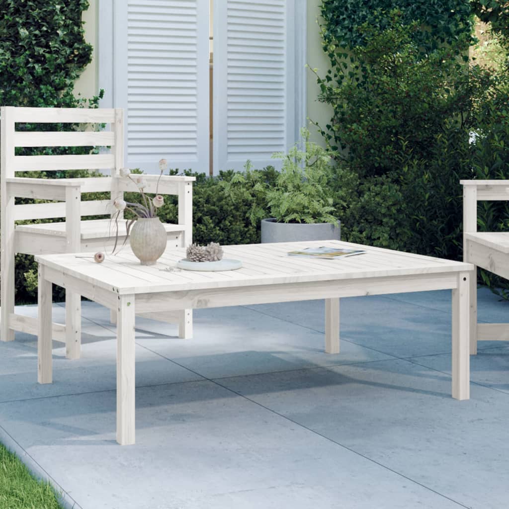 Garden Table White 121x82,5x45 cm Solid Wood Pine