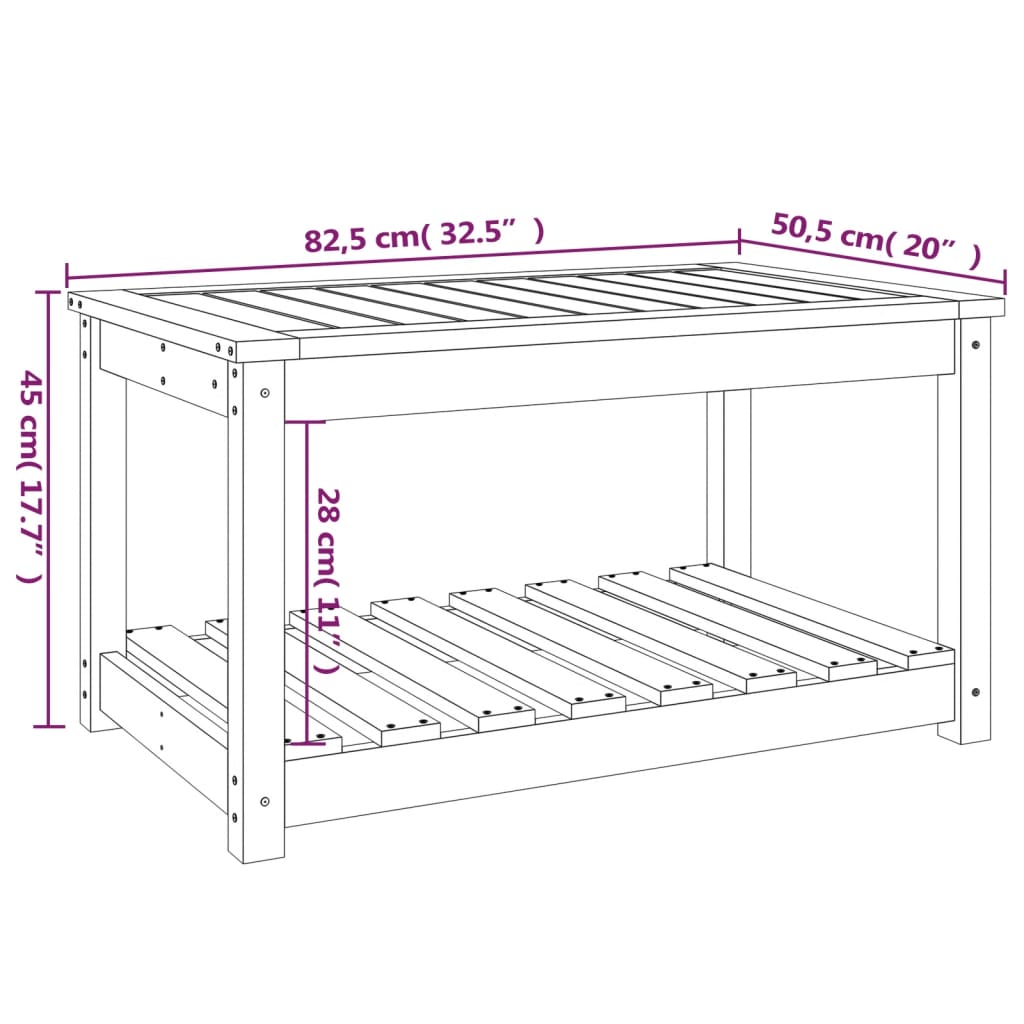 vidaXL Garden Table 82.5x50.5x45 cm Solid Wood Pine