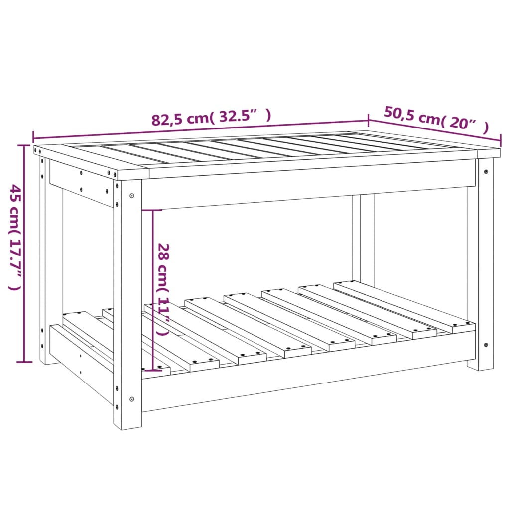 Garden Table 82,5x50,5x45 cm Solid Wood Pine
