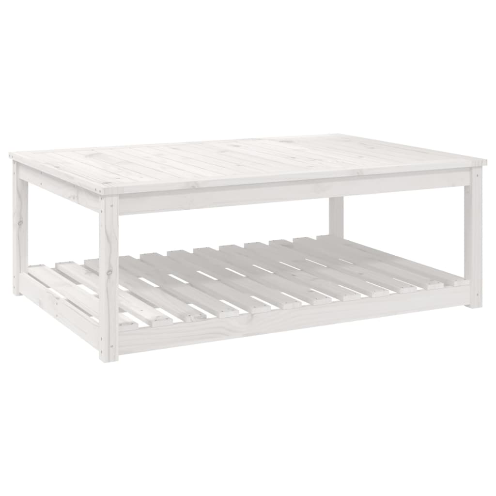 Garden Table White 121x82,5x45 cm Solid Wood Pine