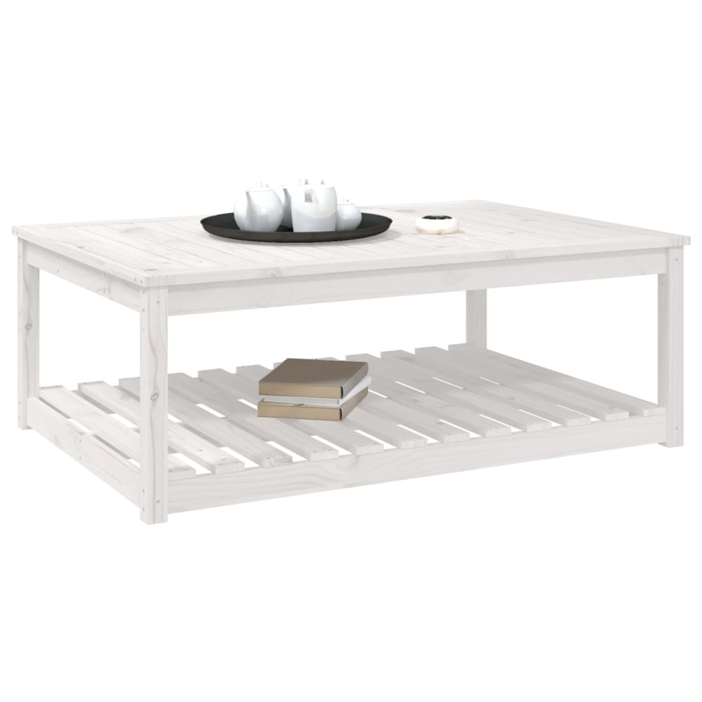 Garden Table White 121x82,5x45 cm Solid Wood Pine