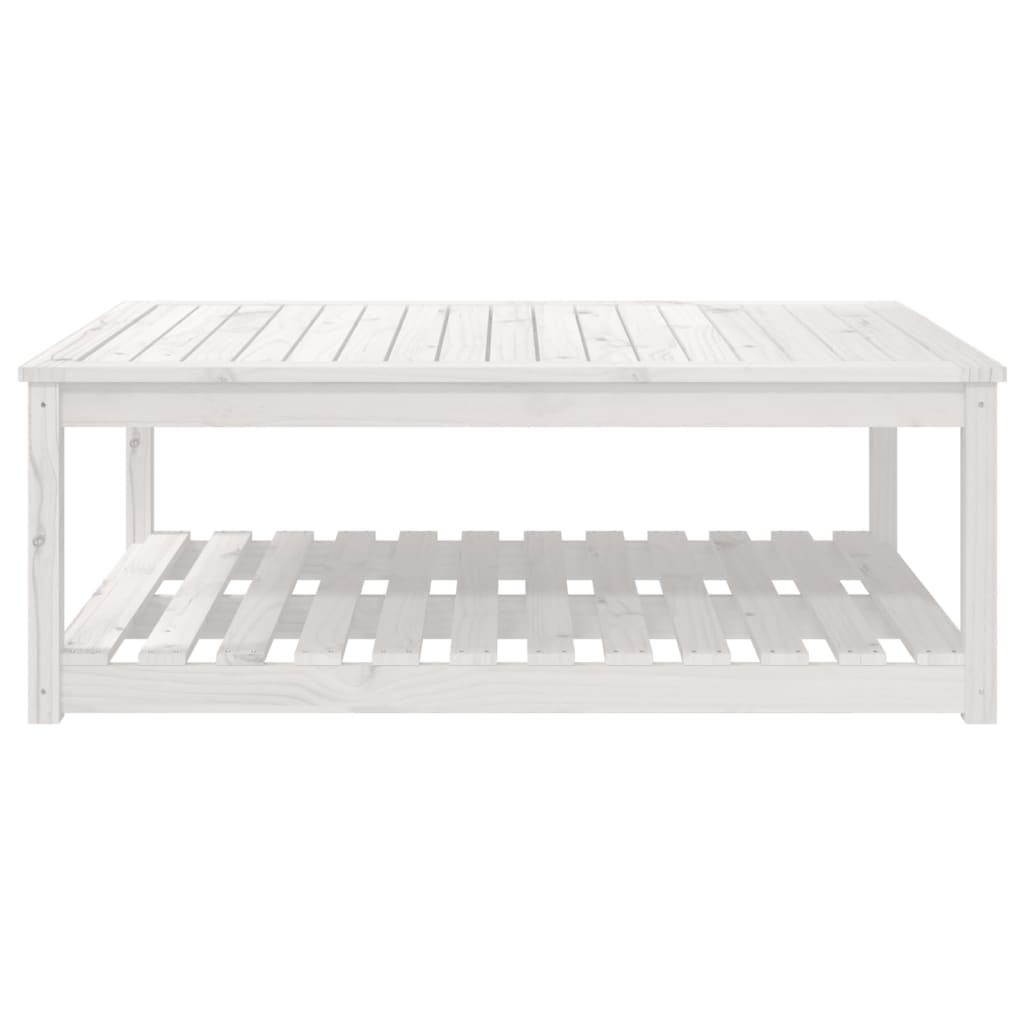 Garden Table White 121x82,5x45 cm Solid Wood Pine