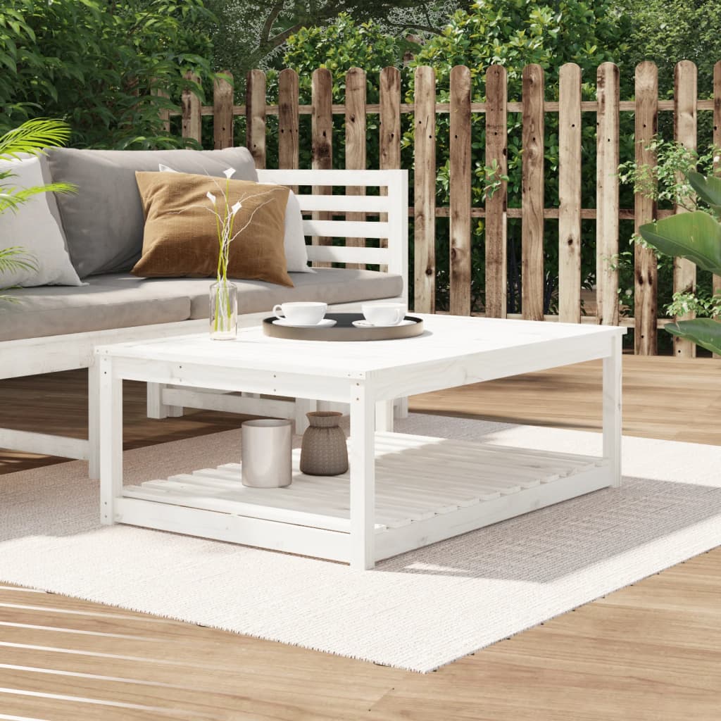 Garden Table White 121x82,5x45 cm Solid Wood Pine