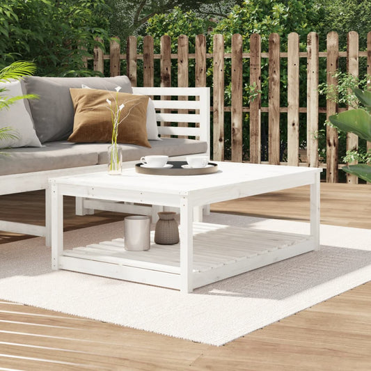 Garden Table White 121x82,5x45 cm Solid Wood Pine