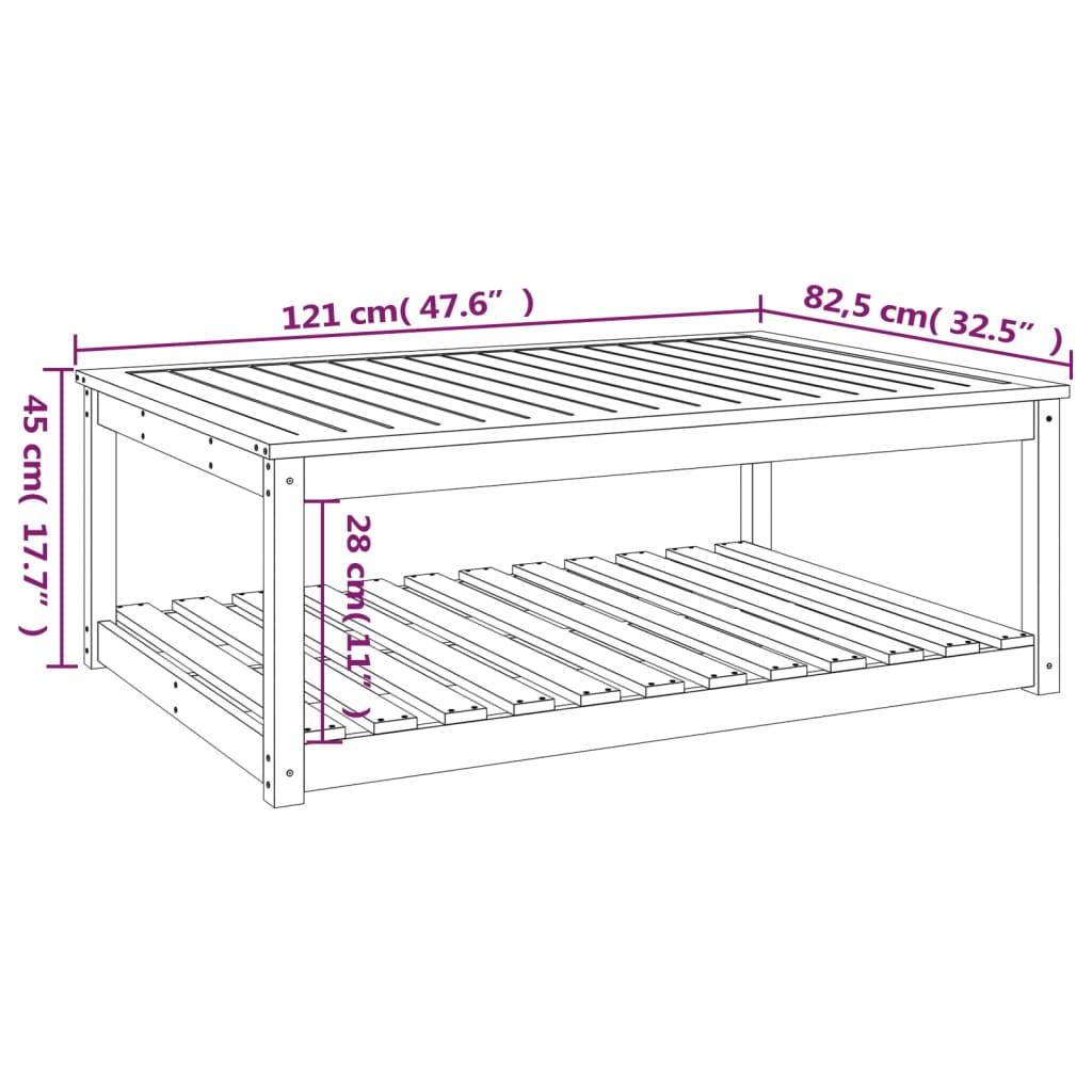 vidaXL Garden Table Grey 121x82.5x45 cm Solid Wood Pine