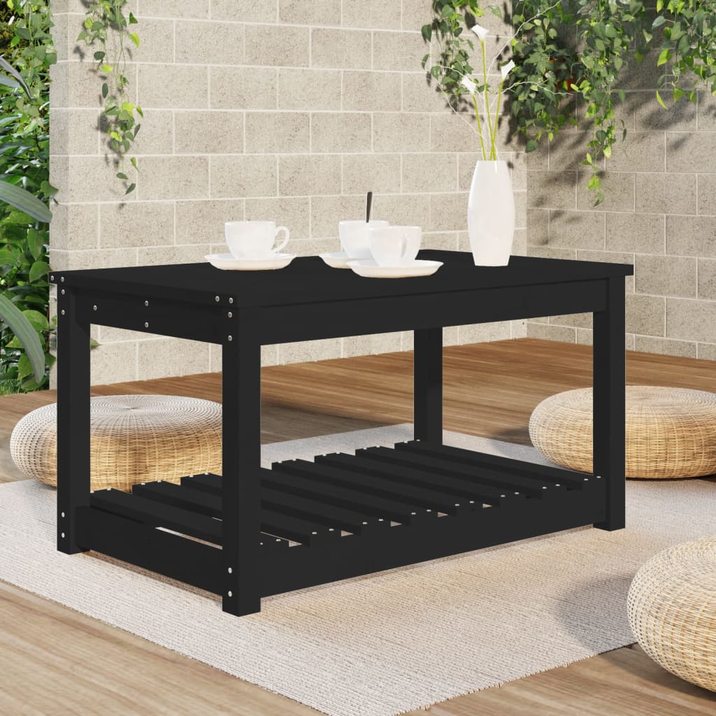 Garden Table Black 82,5x50,5x45 cm Solid Wood Pine
