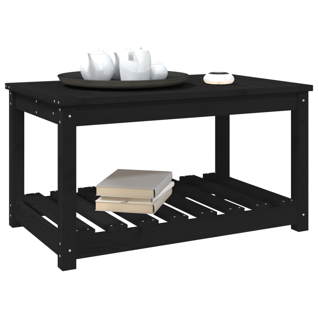Garden Table Black 82,5x50,5x45 cm Solid Wood Pine