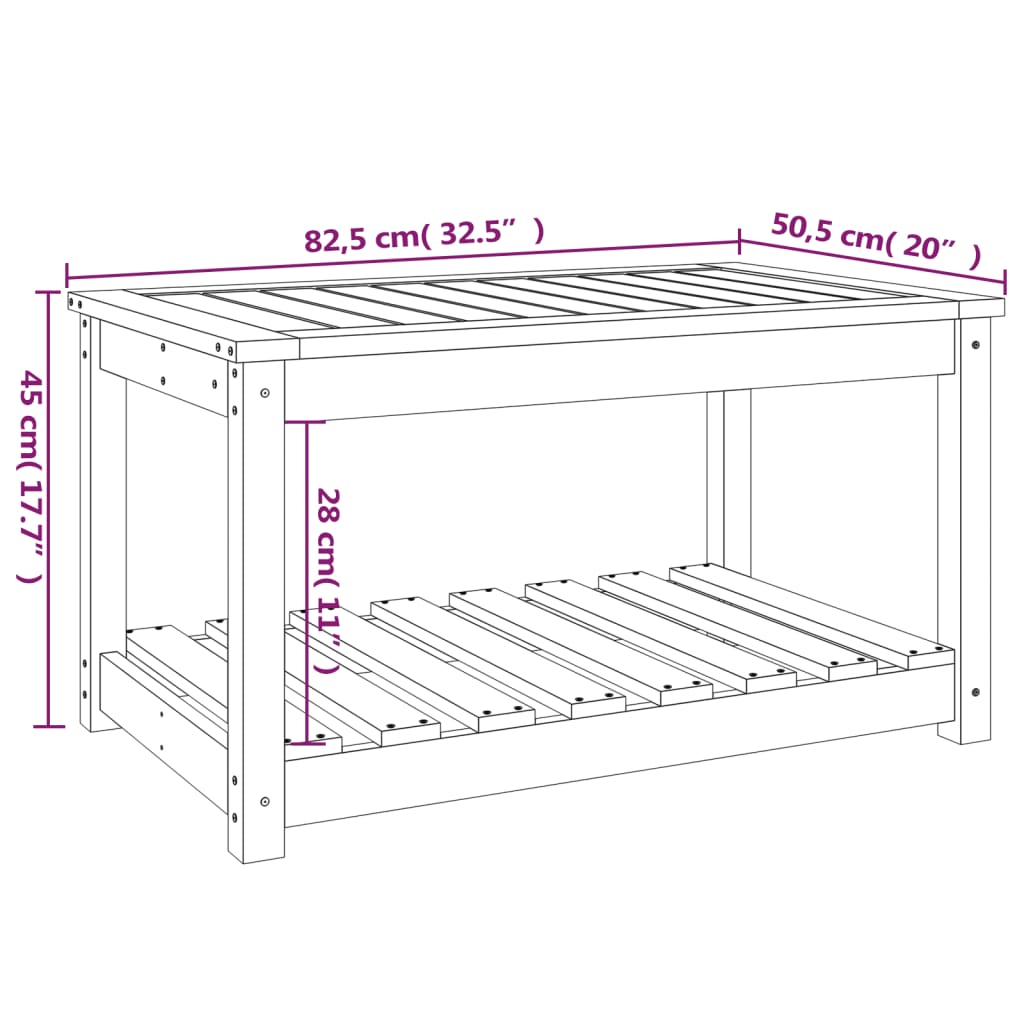 Garden Table Black 82,5x50,5x45 cm Solid Wood Pine