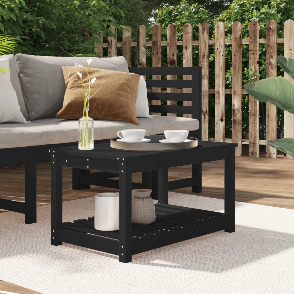 Garden Table Black 82,5x50,5x45 cm Solid Wood Pine