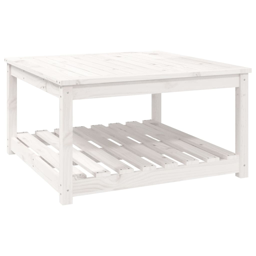 Garden Table White 82,5x82,5x45 cm Solid Wood Pine