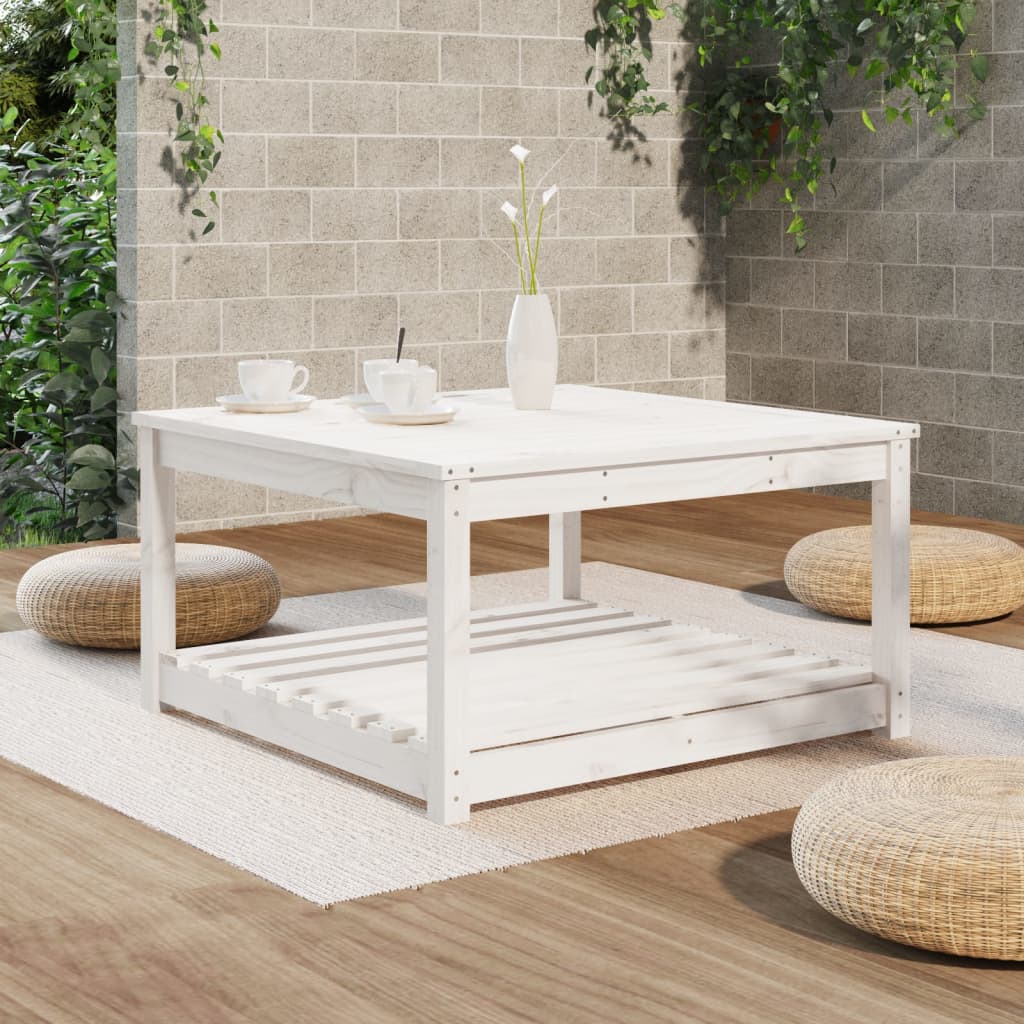 Garden Table White 82,5x82,5x45 cm Solid Wood Pine