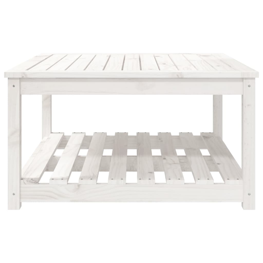 Garden Table White 82,5x82,5x45 cm Solid Wood Pine