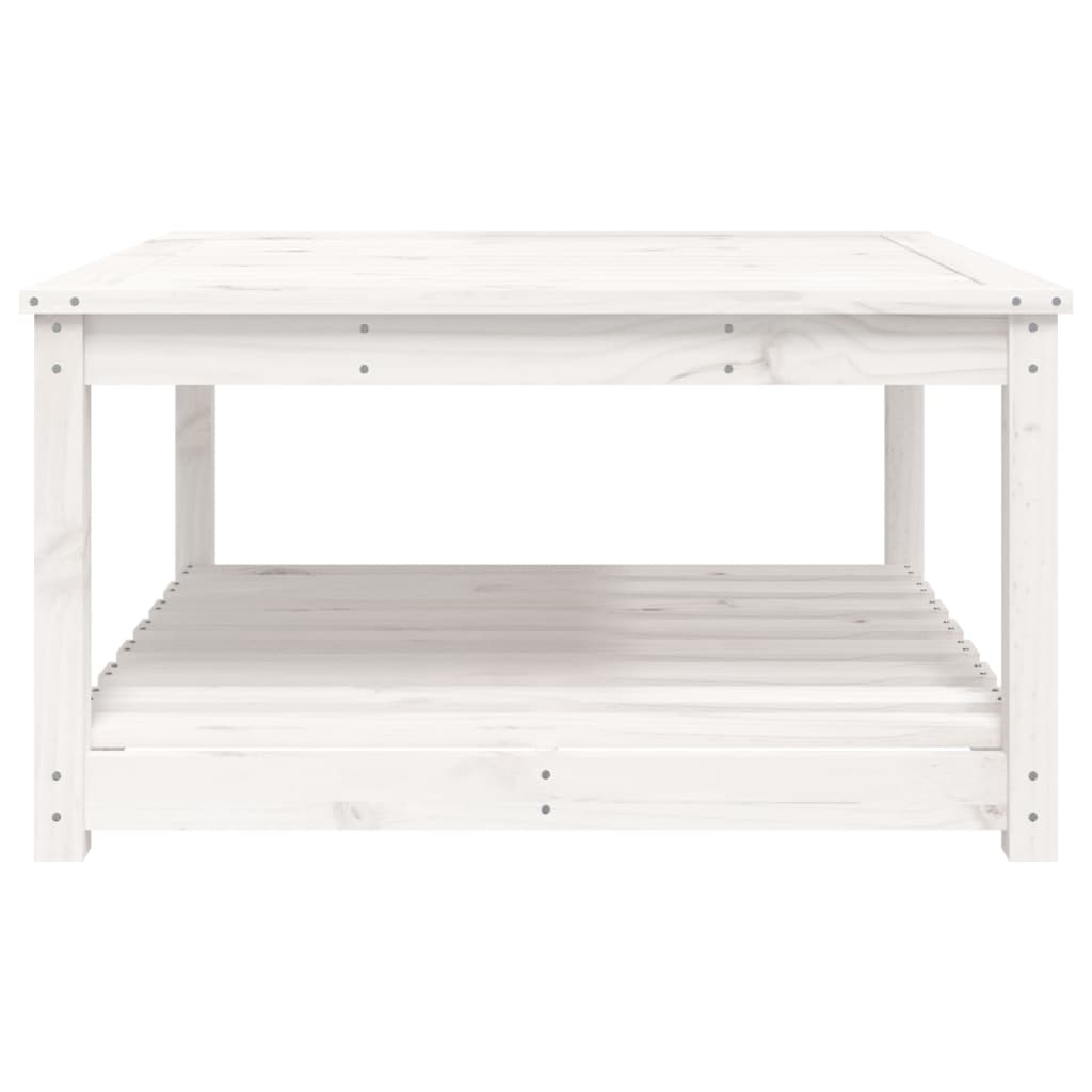 Garden Table White 82,5x82,5x45 cm Solid Wood Pine