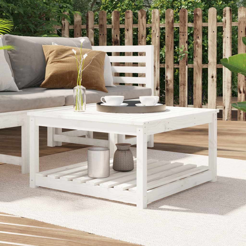 Garden Table White 82,5x82,5x45 cm Solid Wood Pine