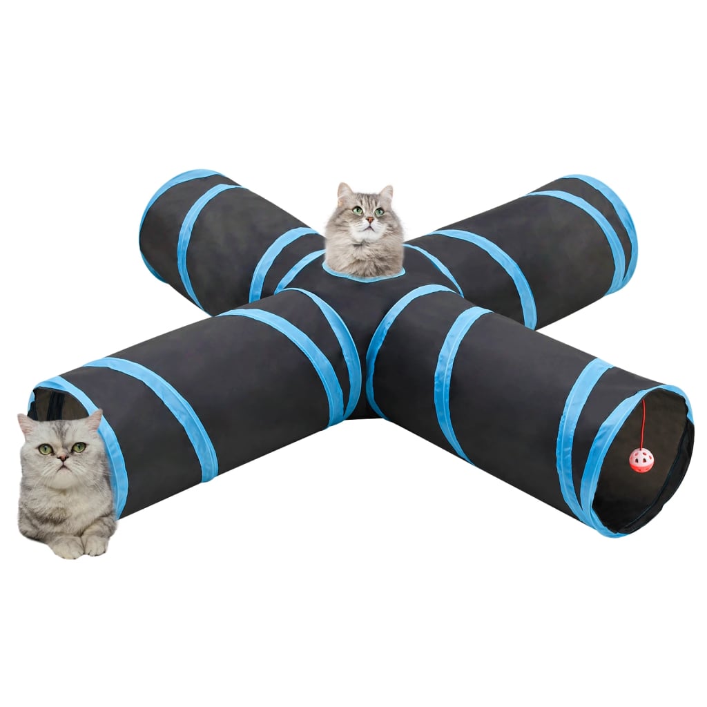 Cat Tunnel 4-way Black and Blue 132 cm Polyester