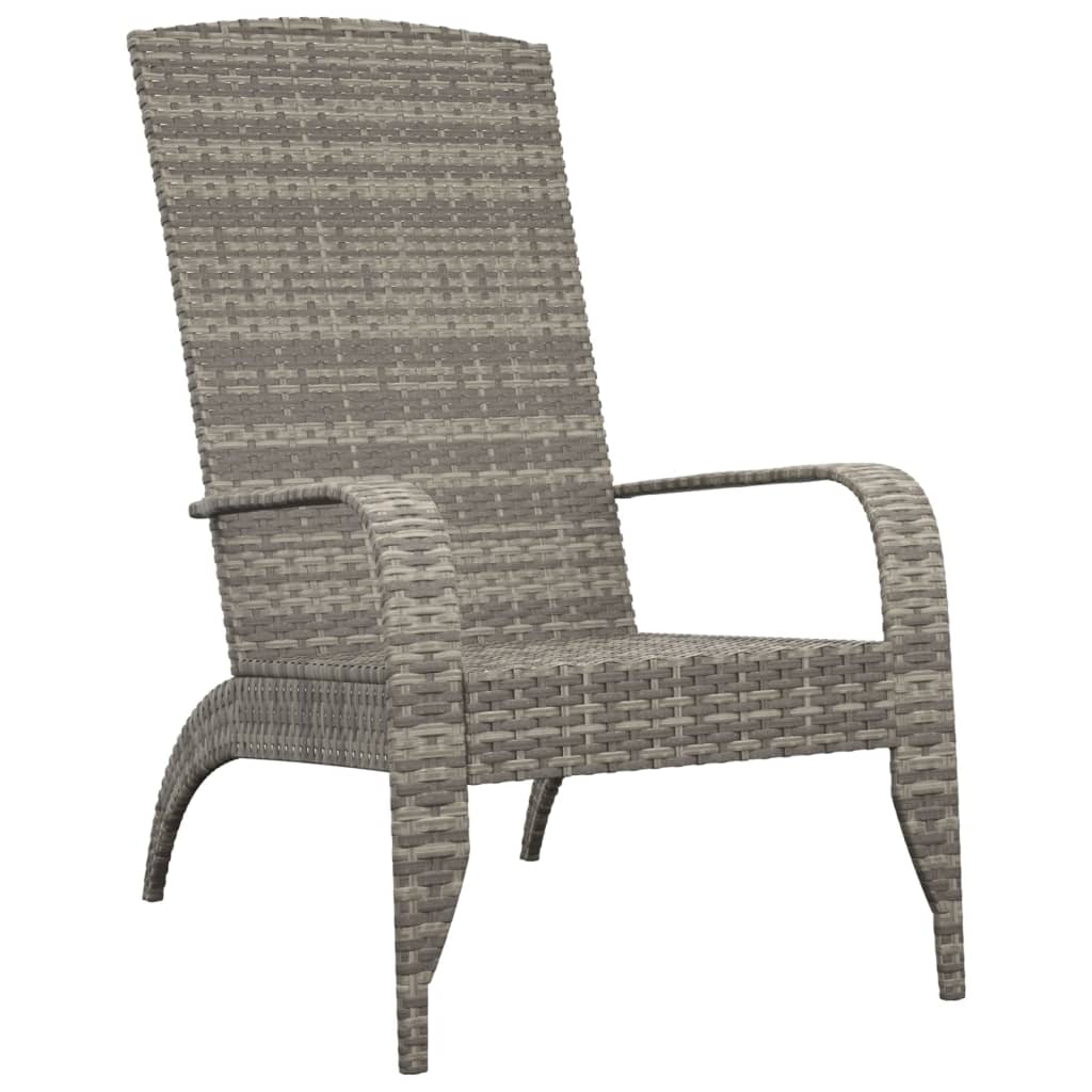 Garden Adirondack Chair | Grey | Poly rattan, powder-coated steel