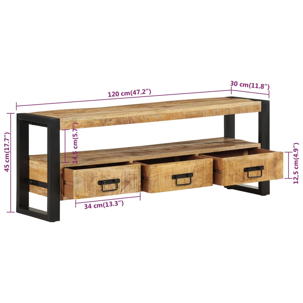 vidaXL TV Cabinet 120x30x45 cm Solid Wood Mango