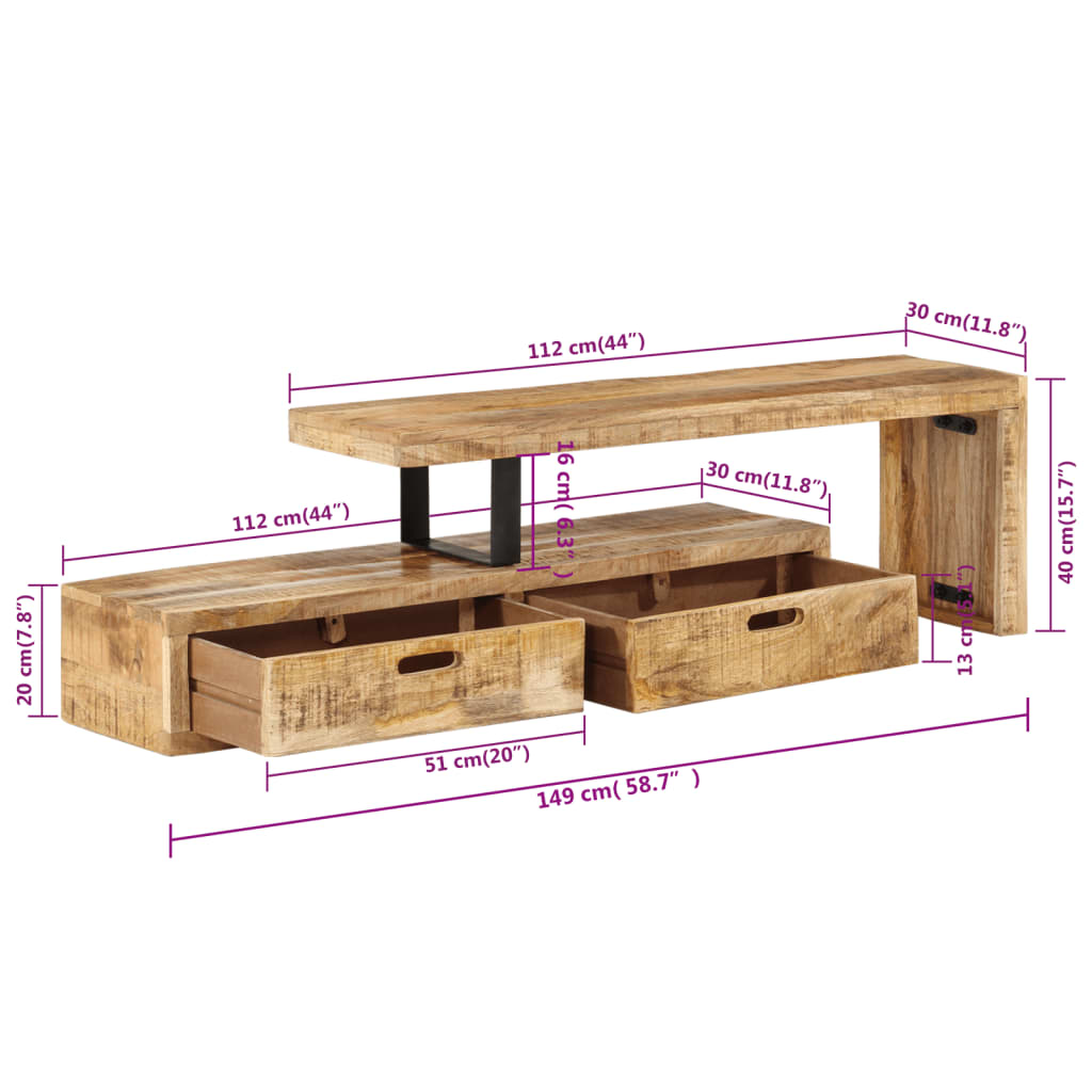 vidaXL TV Stand Solid Wood Mango