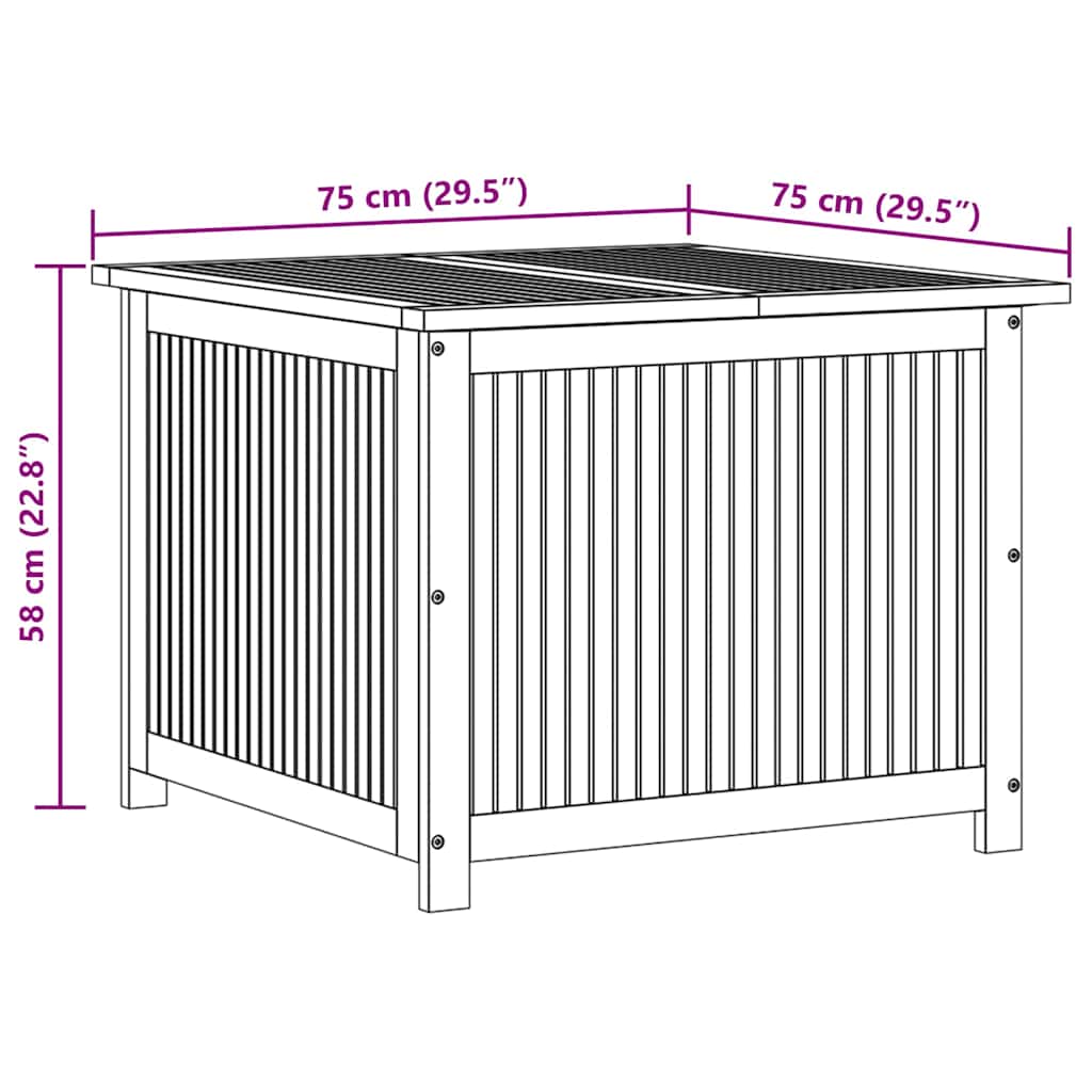 Garden Storage Box 75x75x58 cm Solid Wood Acacia