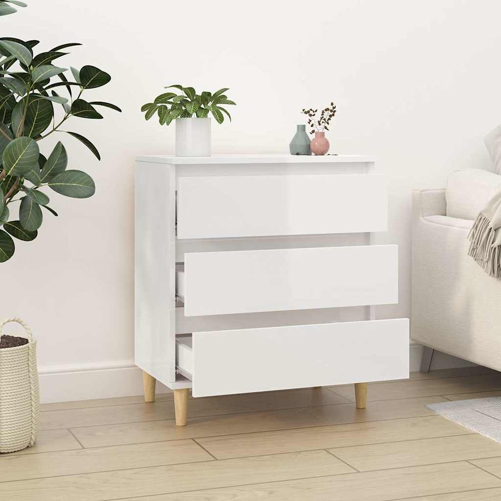 Sideboard High Gloss White 60x35x70 cm Engineered Wood