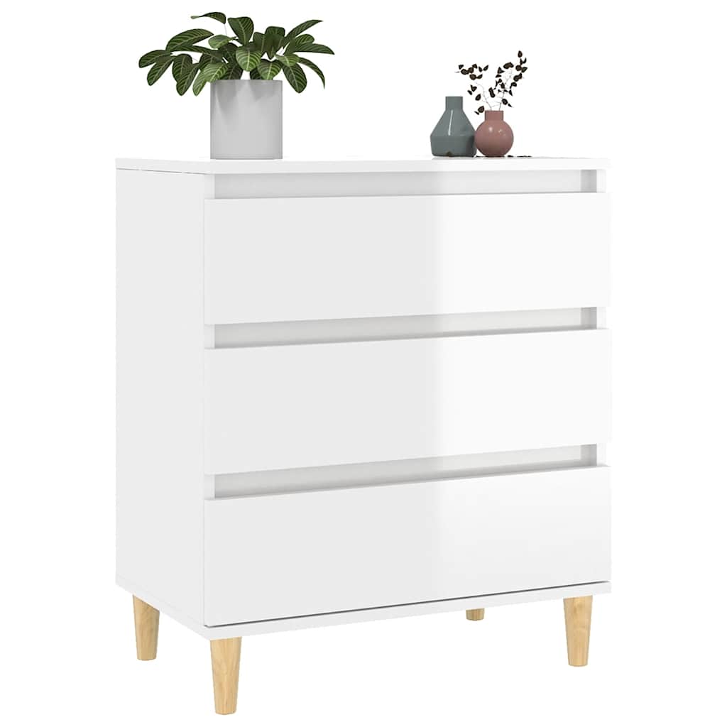Sideboard High Gloss White 60x35x70 cm Engineered Wood