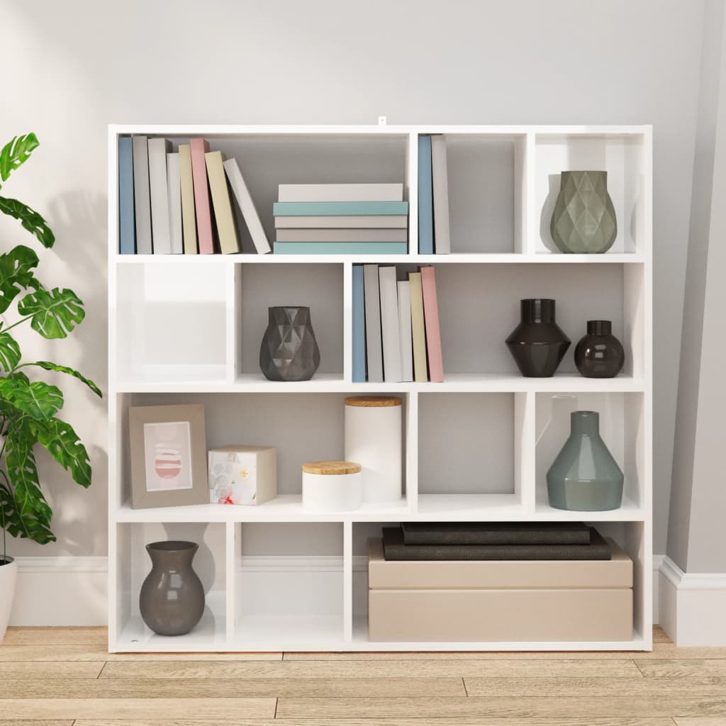 Book Cabinet/Room Divider High Gloss White 105x24x102 cm