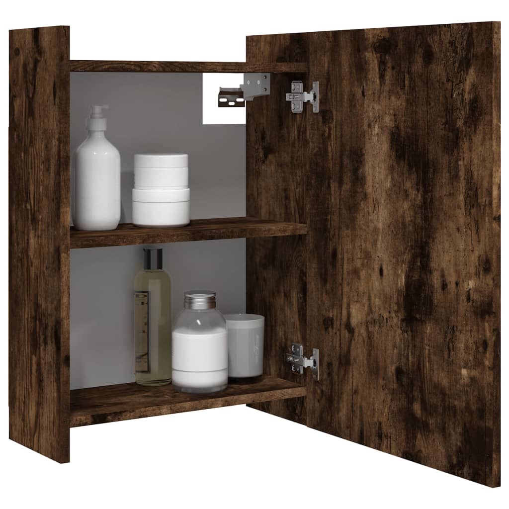 Bathroom Mirror Cabinet Smoked Oak 62.5x20.5x64 cm