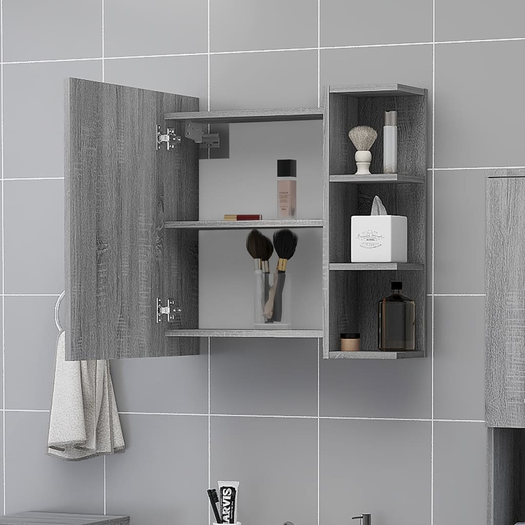 Bathroom Mirror Cabinet Grey Sonoma 62,5x20,5x64 cm Engineered Wood