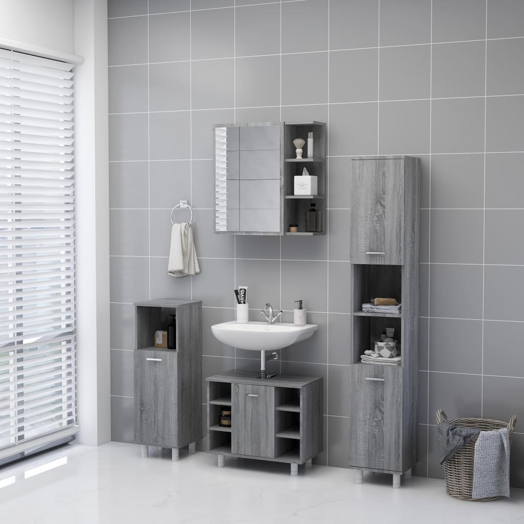 Bathroom Mirror Cabinet Grey Sonoma 62,5x20,5x64 cm Engineered Wood