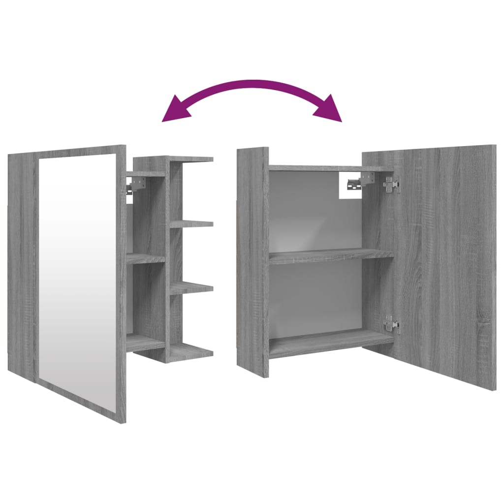 Bathroom Mirror Cabinet Grey Sonoma 62,5x20,5x64 cm Engineered Wood