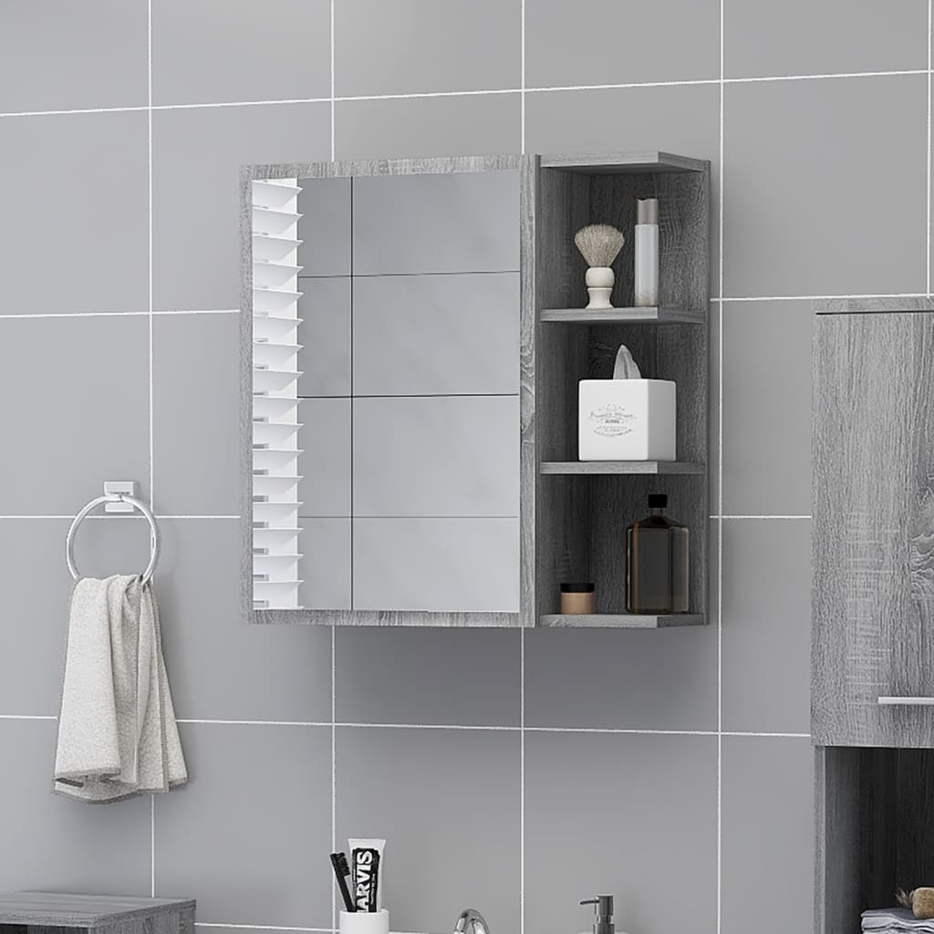Bathroom Mirror Cabinet Grey Sonoma 62,5x20,5x64 cm Engineered Wood