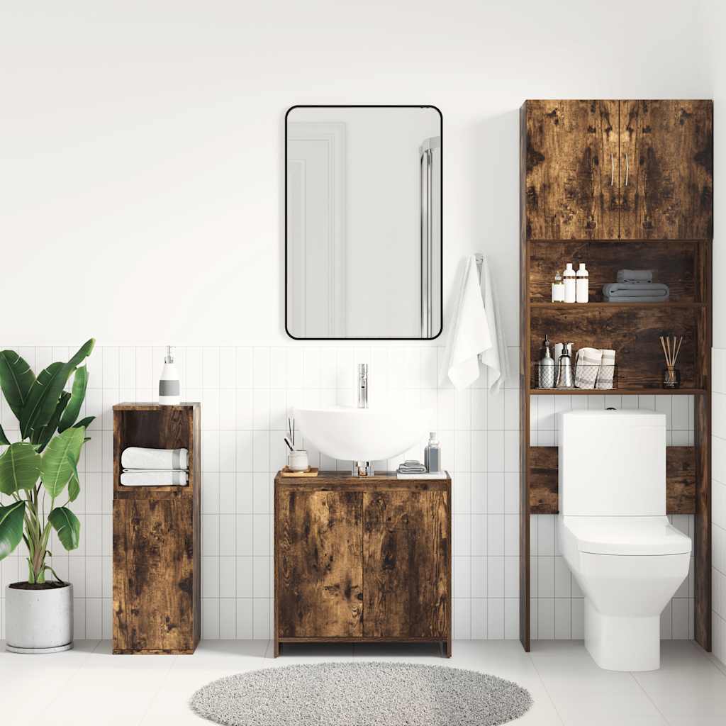 Bathroom Cabinet Smoked Oak 60x33x61 cm Engineered Wood