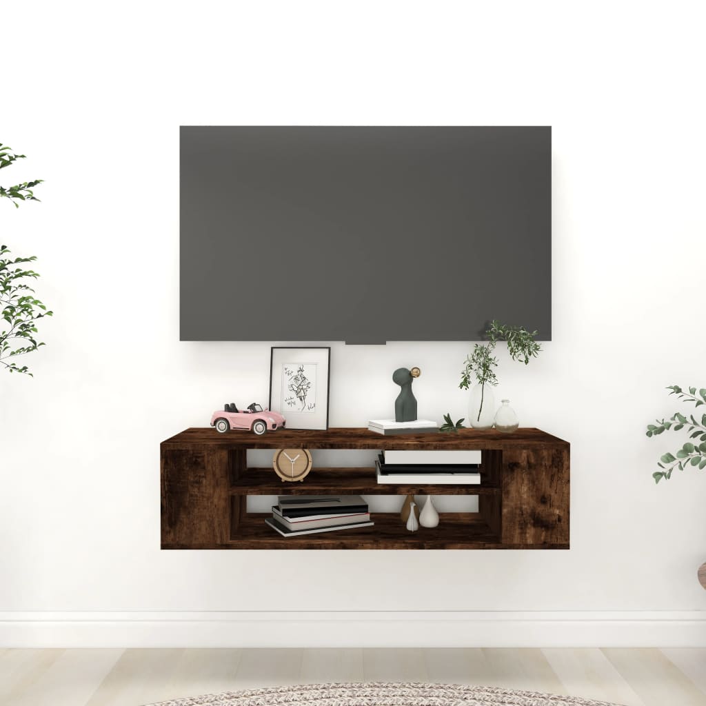 Hanging TV Cabinet Smoked Oak 100x30x26,5 cm Engineered Wood