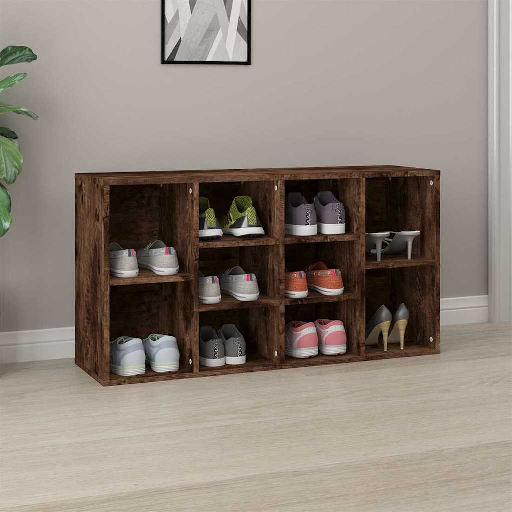 Shoe Bench Smoked Oak 103x30x55 cm Engineered Wood