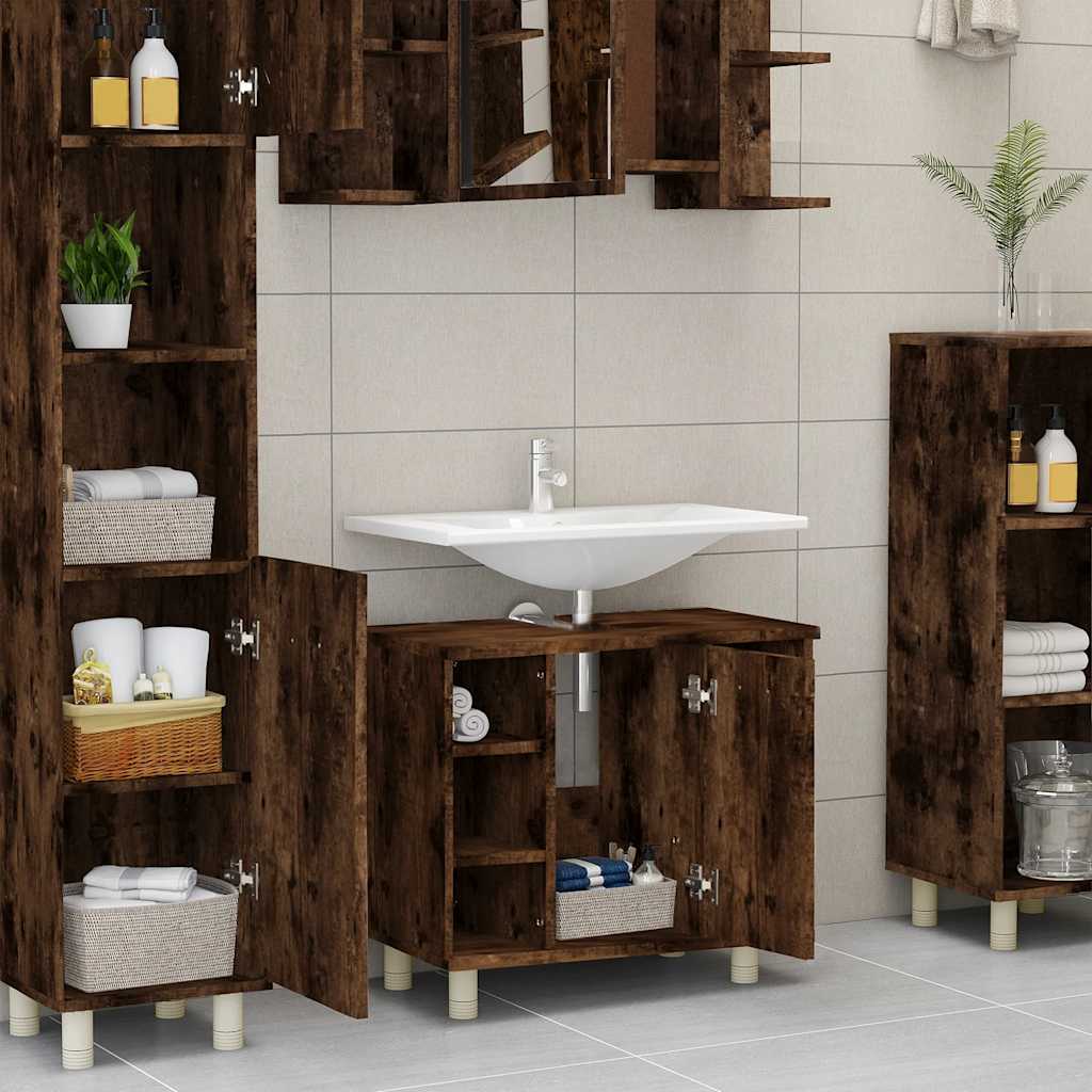 Bathroom Cabinet Smoked Oak 60x32x53,5 cm Engineered Wood